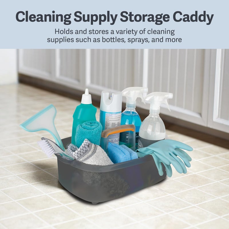 Casabella Plastic Multipurpose Cleaning Storage Caddy with Handle, 1.85 Gallon, Gray and Orange - Image 2