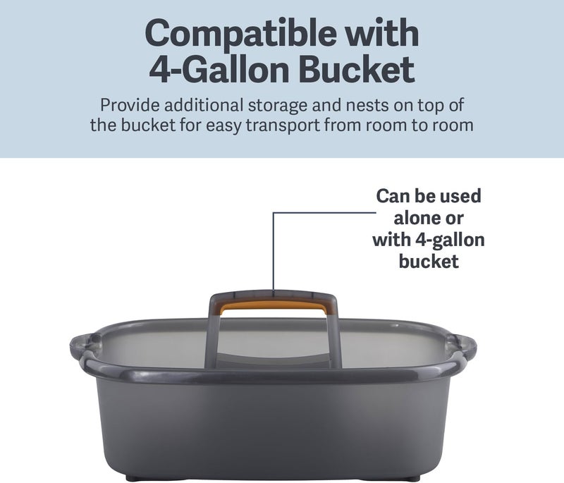 Casabella Plastic Multipurpose Cleaning Storage Caddy with Handle, 1.85 Gallon, Gray and Orange - Image 4
