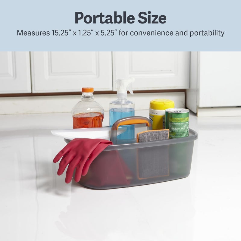 Casabella Plastic Multipurpose Cleaning Storage Caddy with Handle, 1.85 Gallon, Gray and Orange - Image 5