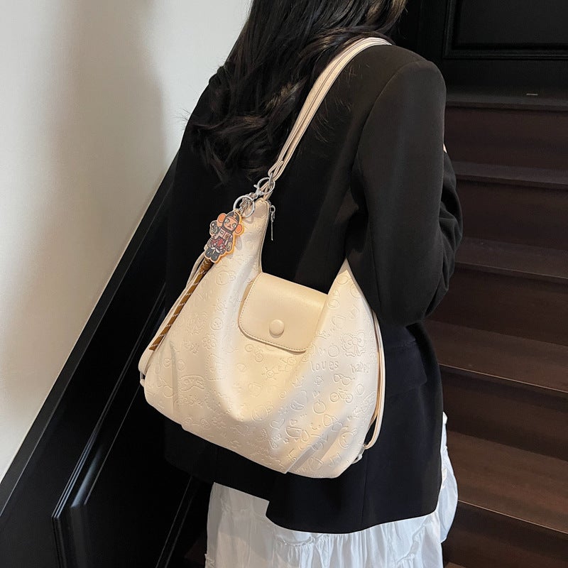 Large Capacity Commuter Underarm Bag Women'S Style All-Match Backpack Casual Embossed Shoulder Tote Bag - Image 4