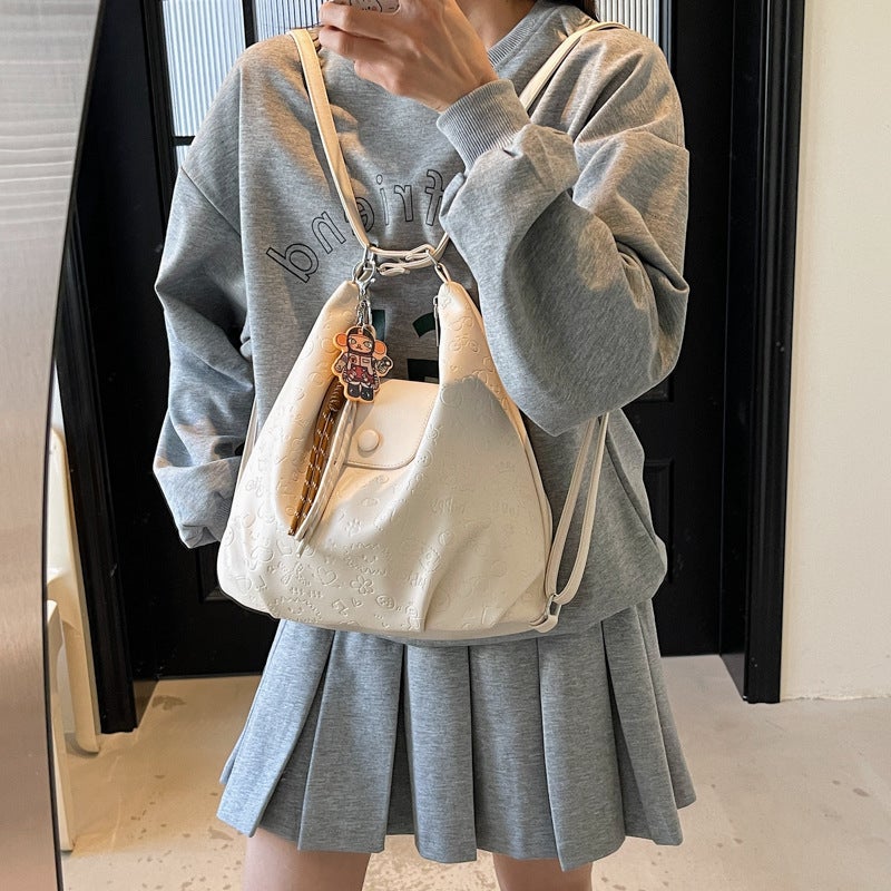 Large Capacity Commuter Underarm Bag Women'S Style All-Match Backpack Casual Embossed Shoulder Tote Bag - Image 5