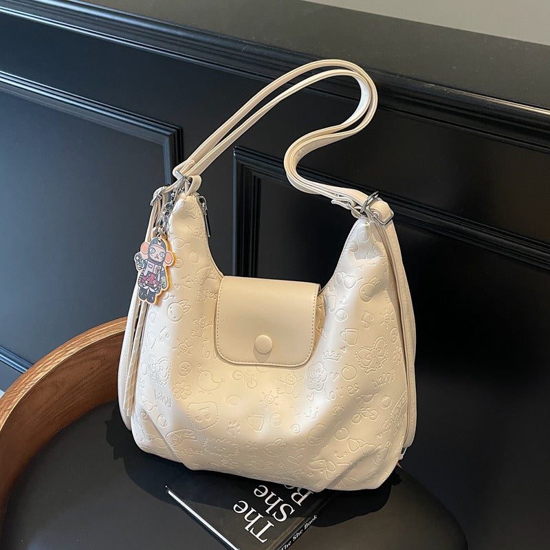 Large Capacity Commuter Underarm Bag Women'S Style All-Match Backpack Casual Embossed Shoulder Tote Bag - Image 1