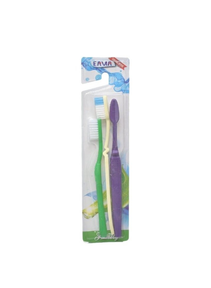 Professional 3-Piece Family Toothbrush Set in Assorted Colors