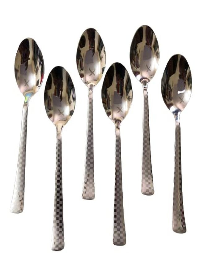 DiBha Basics Cutlery Stainless Steel Dinner Spoons with Round Edge, Set of 6 - Image 1