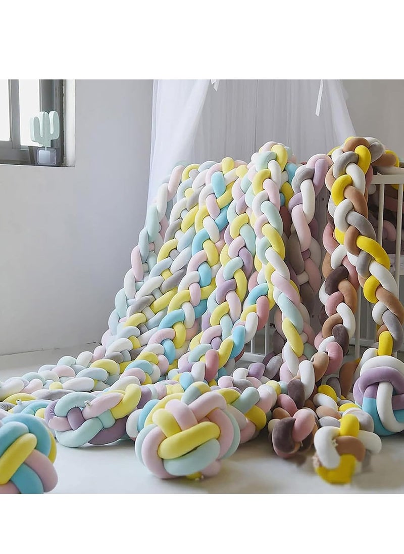 Gonice - 4 Shares Braided Cot Bumper Cushion Soft Knot Pillow Cot, Braided Pillows Knotted Cot Bumper 2m - Image 1