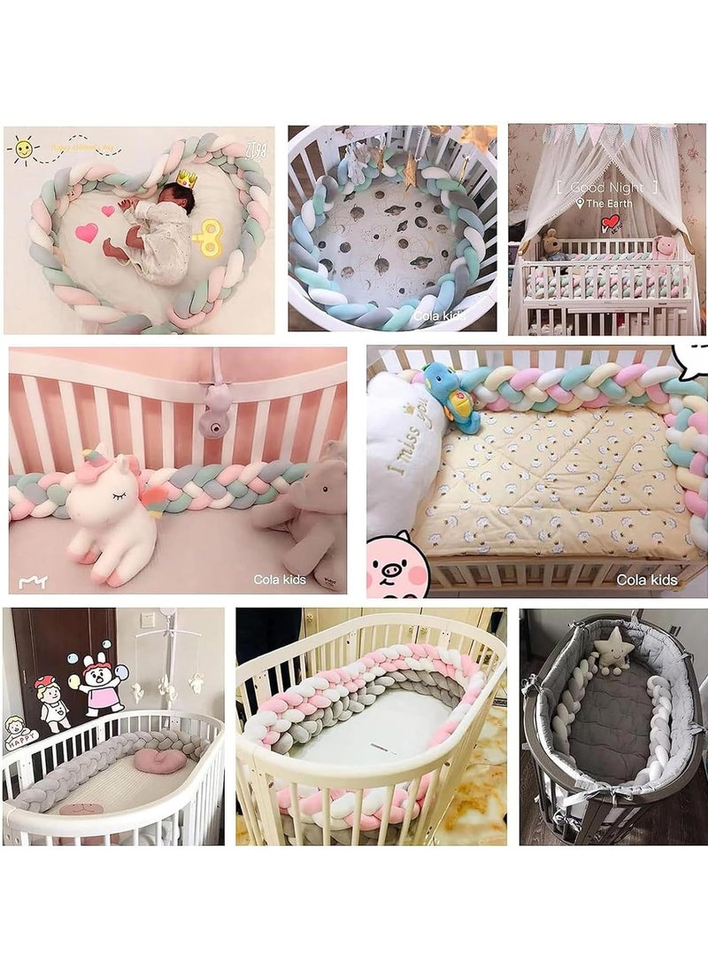 Gonice - 4 Shares Braided Cot Bumper Cushion Soft Knot Pillow Cot, Braided Pillows Knotted Cot Bumper 2m - Image 1