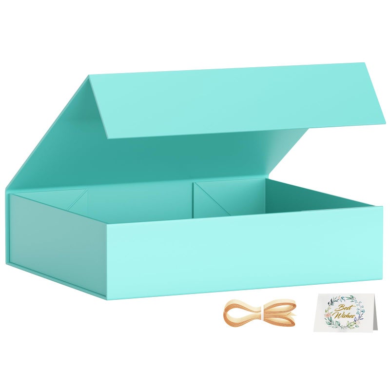PSHVYM Gift Boxes with Lids, 11.5x7.8x3 In Turquoise Gift Box for Presents Magnetic Closure for T-Shirts, Gloves, Scarves, Books, Baby Clothes, Robes Clothing Gift Wrap, Contains Card, Ribbon - Image 1