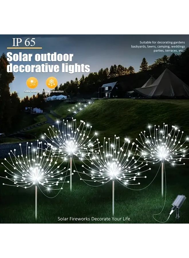 4 قطع أضواء حدائق شمسية نارية 240 مصباح LED 8 أوضاع زينة خارجية عبوة بيضاء - Image 2