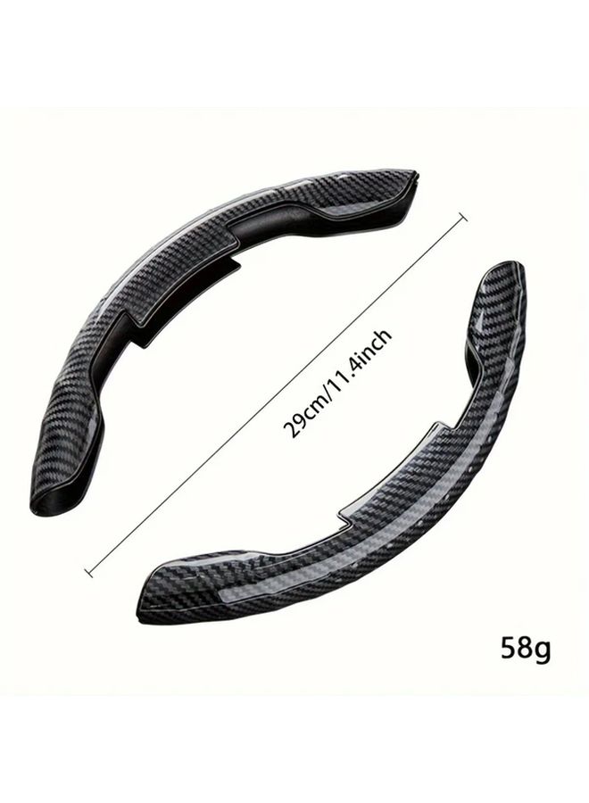 2pcs Carbon Fiber Steering Wheel Covers Non Slip Ergonomic Grip Reduces Hand Sweat Fits 14.96 Inch Diameter Wheel Durable Plastic Black And Gray Textured Design Car Interior Accessories Sporty Car Accessory - Image 2