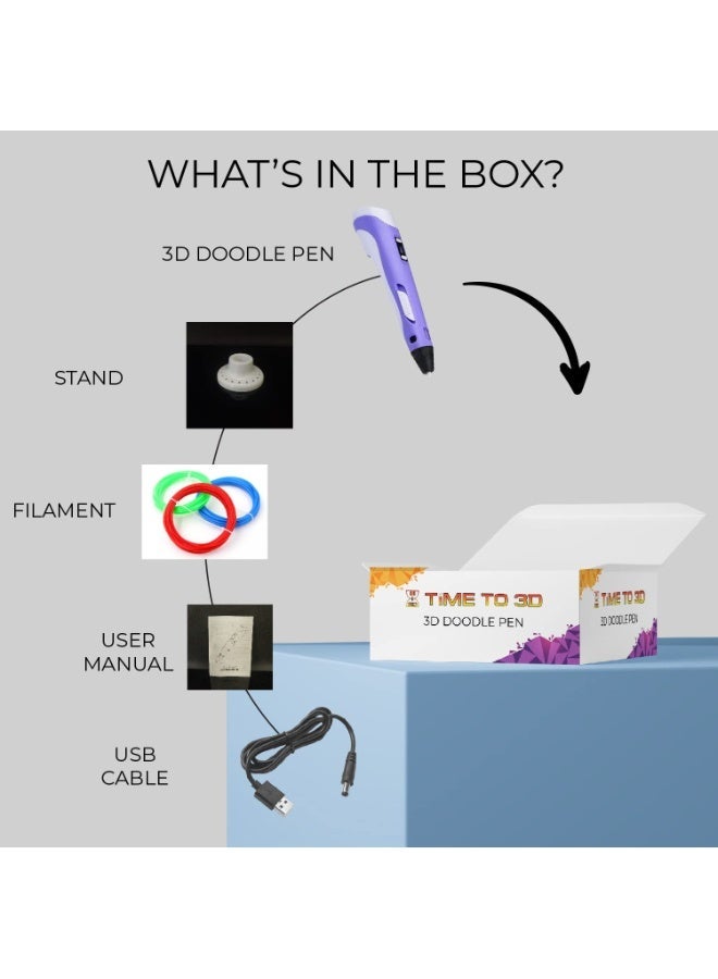 قلم ثلاثي الأبعاد للأطفال والبالغين - آمن وغير سام، ضوء LED، سهل الاستخدام، قلم رسم محمول للفنون والحرف والمشاريع التعليمية واليدوية - Image 2