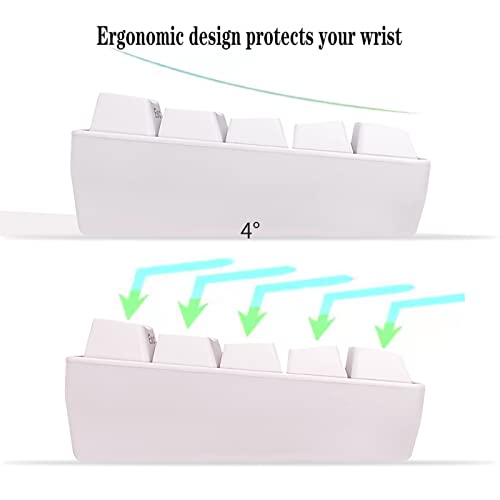 Snpurdiri 60% Wired Gaming Keyboard, 61 Keys RGB Backlit Wrist Rest Ultra-Compact Mini Waterproof Keyboard for PC Computer Gamer (White) - Image 5