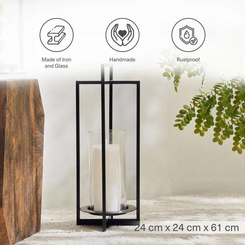 Pan Home Sana Metal Lantern 24x24x61cm - Black - 112EEP9900015 - Image 5