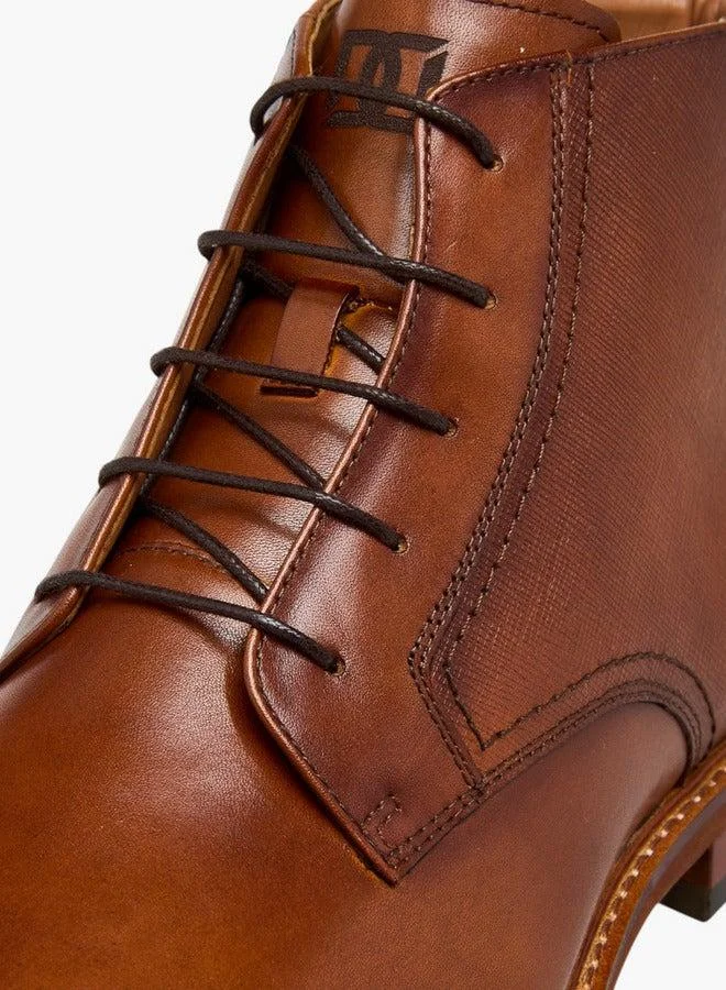 DUCHINI BROWN Men Solid Leather Ankle Boots with Zip Closure for Men | Best Price UAE