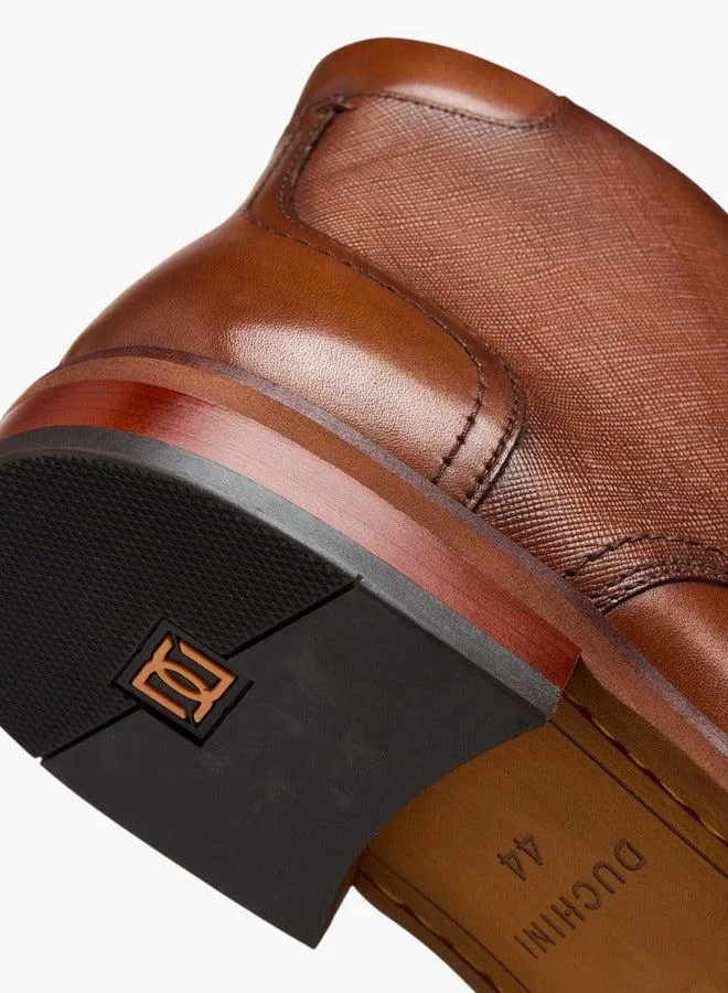 DUCHINI BROWN Men Solid Leather Ankle Boots with Zip Closure for Men | Best Price UAE
