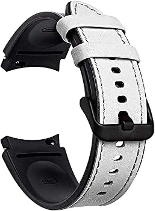 Dado Dado Leather Silicone Replacement Band Compatible with Samsung Galaxy Watch 6 Classic 47/43mm | 5 Pro 45mm | 4 Classic 46/42mm | Watch 6/5/4 44/40mm, Special strap design No Gap (Red) 