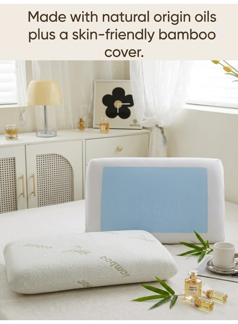CANNON Standard Gel Memory Foam Pillow with Bamboo Cover, White, 60 x 40 x 10 cm - Image 4