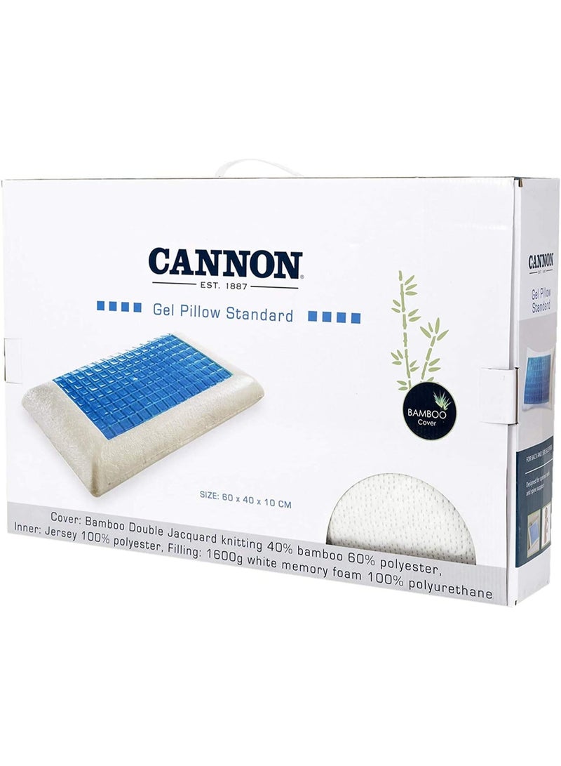 CANNON Standard Gel Memory Foam Pillow with Bamboo Cover, White, 60 x 40 x 10 cm - Image 2