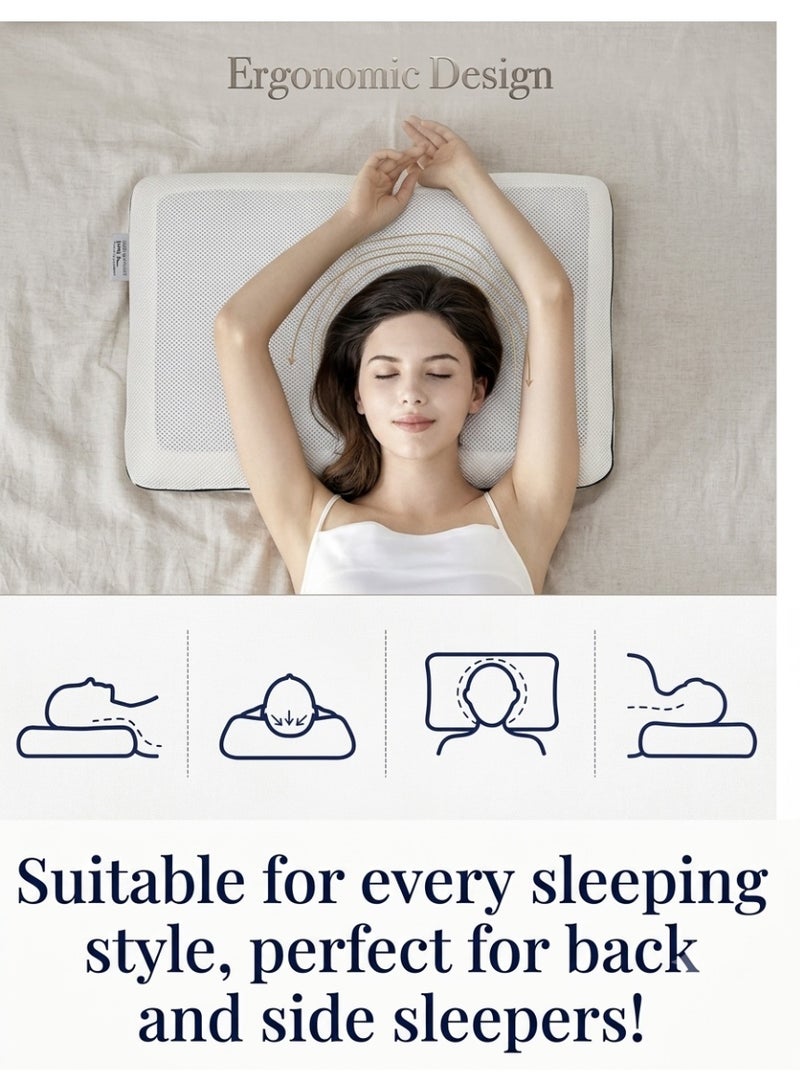 CANNON Standard Gel Memory Foam Pillow with Bamboo Cover, White, 60 x 40 x 10 cm - Image 3