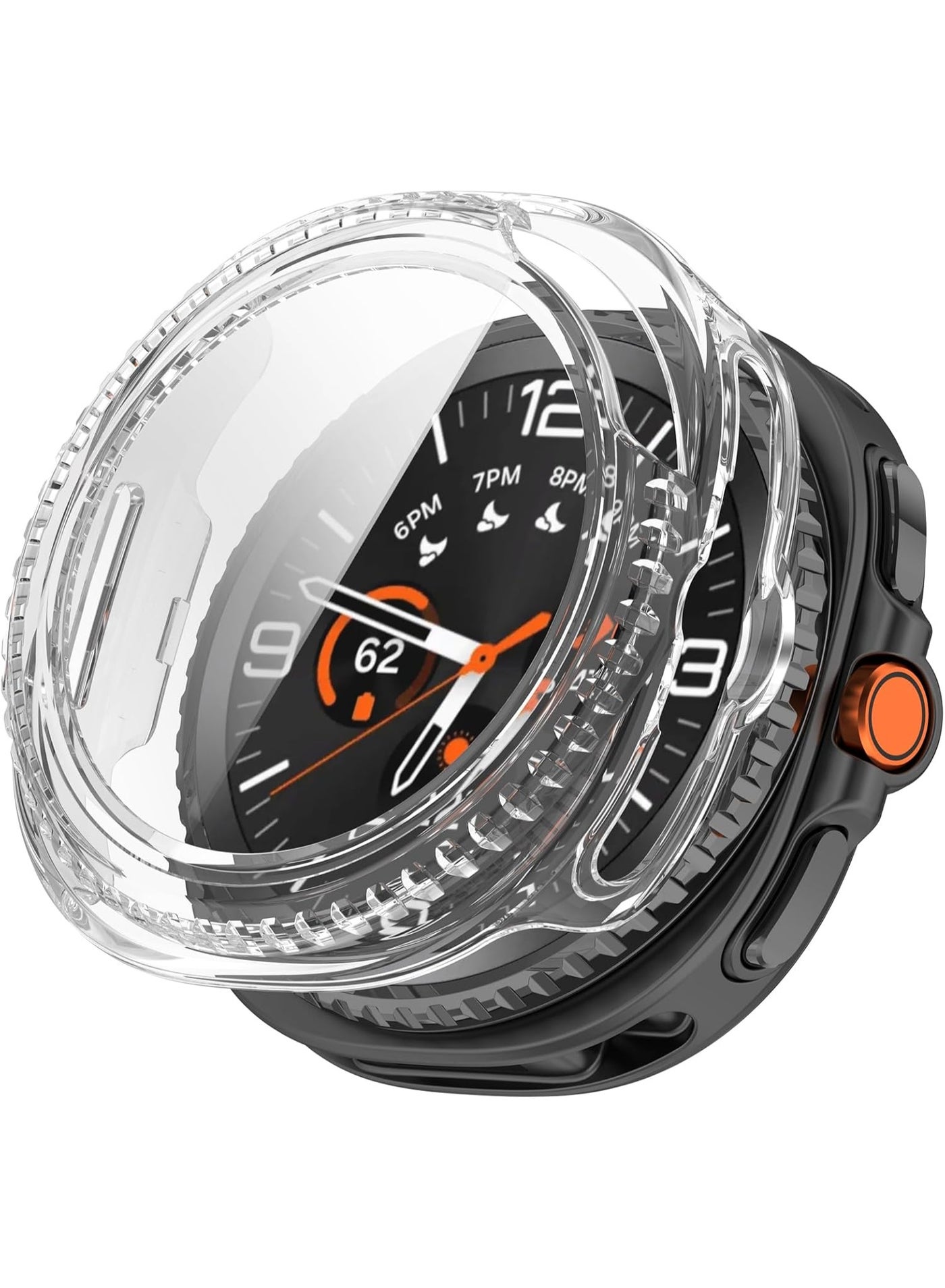 QIRG Compatible with Samsung Galaxy Watch 8 Classic Full Coverage PC Protective Case Cover with Tempered Glass Touchable Screen Protector (Clear)