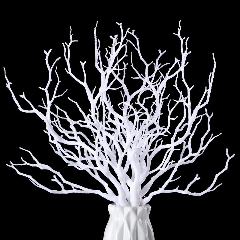 Geosar 138 Inch Small Manzanita Branches Plastic Faux Branches Artificial Antler Shaped Tree Branch Decorative Plant Twigs for Home Wedding Table Centerpiece Festival DecorsWhite20 Pieces