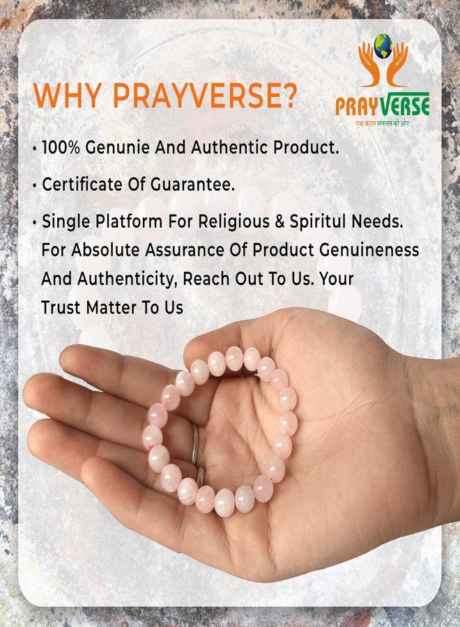 PRAYVERSE سوار من خرز وردي للأطفال غير معالج وغير ساخن من PRAYVERSE سوار كوارتز وردي تقليدي أصلي معتمد للرجال Pink Love Preppy Hath Ka Band gulabie kwartz braslet الأصلي - Image 5