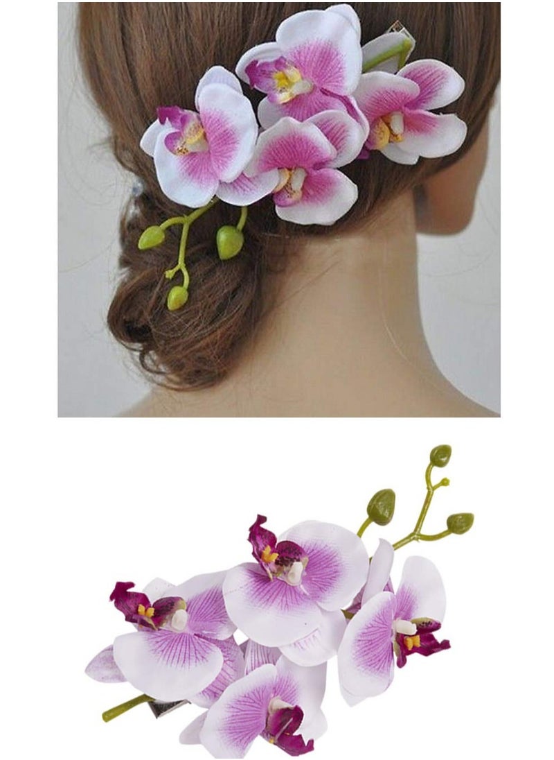 Generic - Tropical Orchid Hair Clips Set of 4 Artificial Flower Barrettes for Summer Events and Special Occasions - Image 1