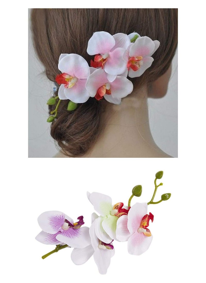 Generic - Tropical Orchid Hair Clips Set of 4 Artificial Flower Barrettes for Summer Events and Special Occasions - Image 1
