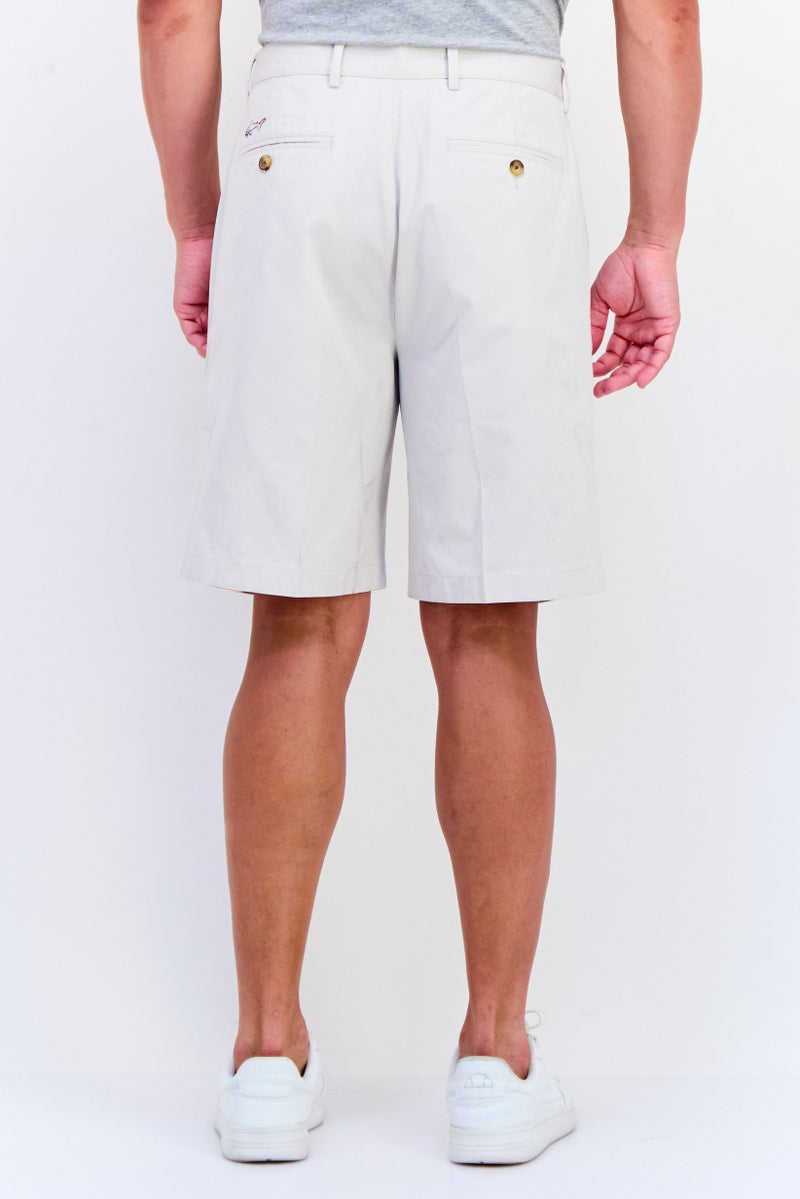 Greg Norman Men Solid Chino Shorts, Light Grey - Image 3