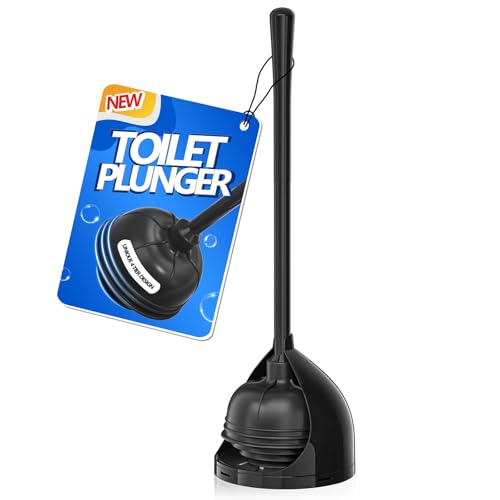 uptronic uptronic Toilet Plunger with Holder Unique Plunger with AllAngle Design Plungers for Bathroom with Holder Toilet Plunger Heavy Duty Black