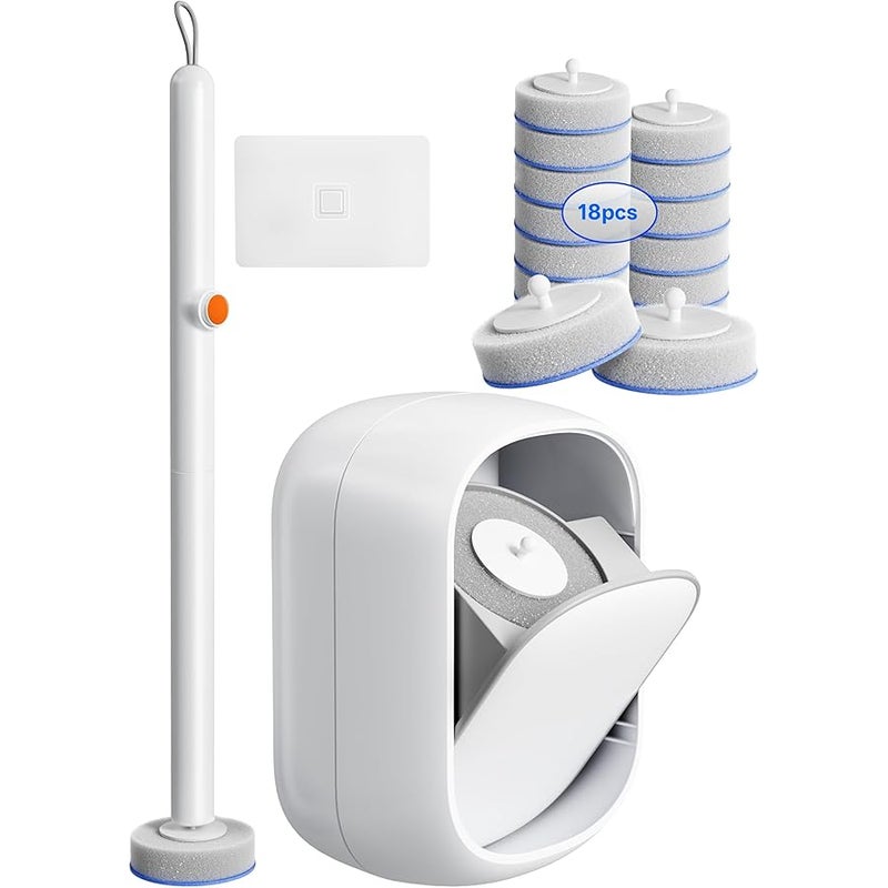 Arabest Disposable Toilet Cleaning System - Toilet Wand Kit with 18 High-Performance Refills, Wall Mounted Brush and Holder for Deep Cleaning Bathroom (Brush + 18 Refills) - Image 1