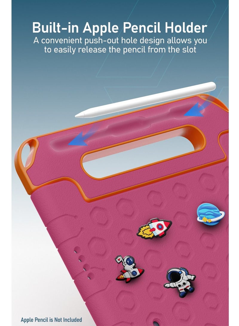 Moxedo غطاء حماية متين من سيليكون EVA للأطفال من Moxedo، نمط كرتوني ثلاثي الأبعاد مقاوم للصدمات مع حامل قلم رصاص، حامل ومقبض متوافق مع Apple iPad 2022 (الجيل العاشر) 10.9 بوصة - وردي وردي - Image 4