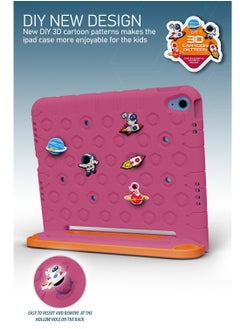 Moxedo Moxedo Rugged Protective EVA Silicone Kids Case Cover, Shockproof DIY 3D Cartoon Pattern with Pencil Holder, Stand and Handle Grip Compatible for Apple iPad 2022 (10th Gen) 10.9 inch – Rose Pink  - Image 2