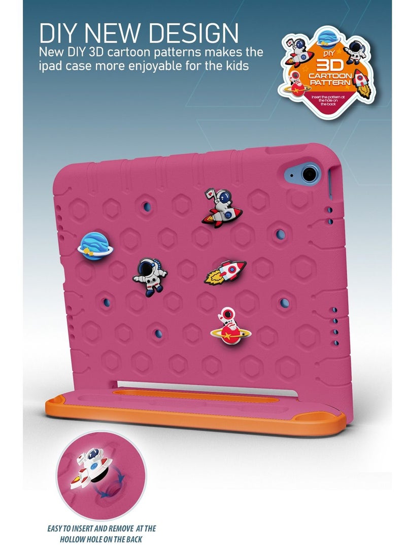 Moxedo غطاء حماية متين من سيليكون EVA للأطفال من Moxedo، نمط كرتوني ثلاثي الأبعاد مقاوم للصدمات مع حامل قلم رصاص، حامل ومقبض متوافق مع Apple iPad 2022 (الجيل العاشر) 10.9 بوصة - وردي وردي - Image 2