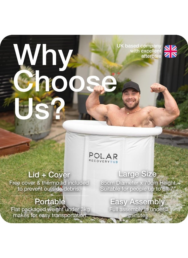 POLAR - Polar Recovery  Tub / 371L Portable Ice Bath For Cold Water Therapy Training/An Ice Bathtub For Athletes - Adult Spa For Ice Baths And Soaking - Outdoor Cold Plunge Tub (Grey) - Image 1
