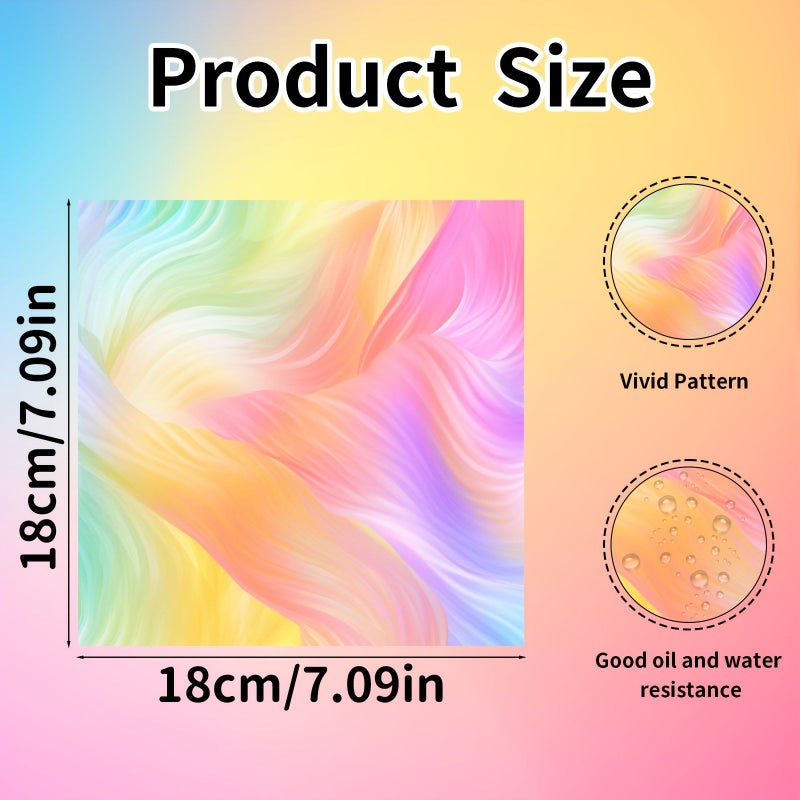 100pcs 7.09x7.09inch Colored Greaseproof Paper Sheets Assorted Gradient Patterns - Image 2