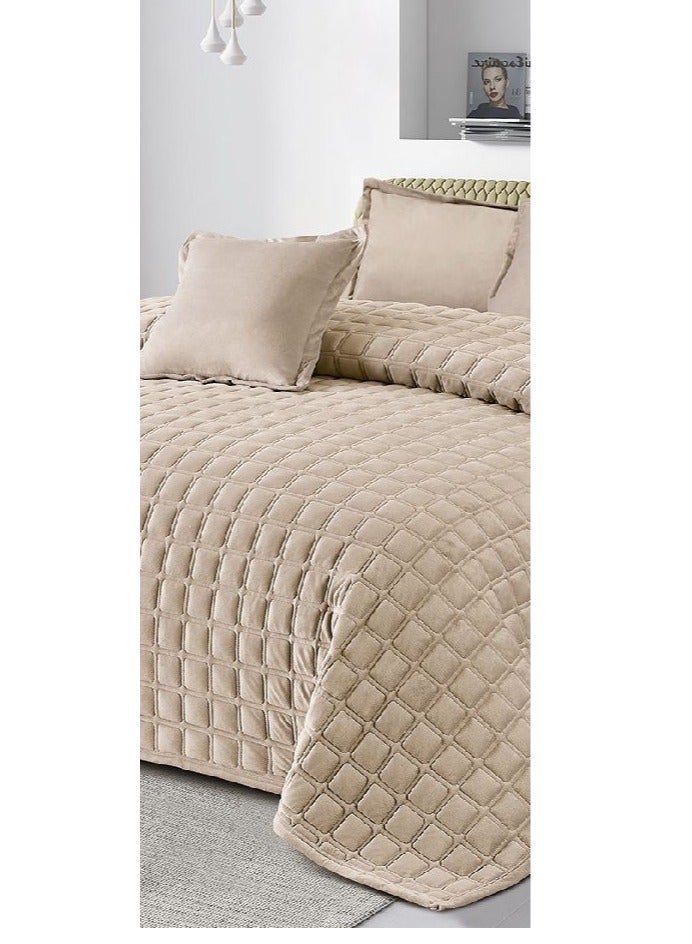 مينجلي طقم لحاف شتوي سادة نفرين مخمل ناعم نظام 6 قطع حشوه مضغوط مقاس اللحاف 250x230 سم - Image 3