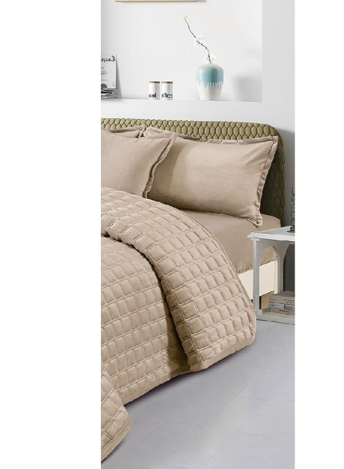 مينجلي طقم لحاف شتوي سادة نفرين مخمل ناعم نظام 6 قطع حشوه مضغوط مقاس اللحاف 250x230 سم - Image 4