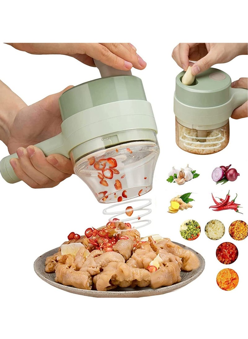 ELTRAZONE 4 in 1 multifunctional usb rechargeable Handheld Electric Vegetable Cutter Set, Garlic Mud Masher Food Chopper, Portable Mini Wireless Food Processor,vegetable cutter slicer for Garlic Pepper Chili On - Image 1