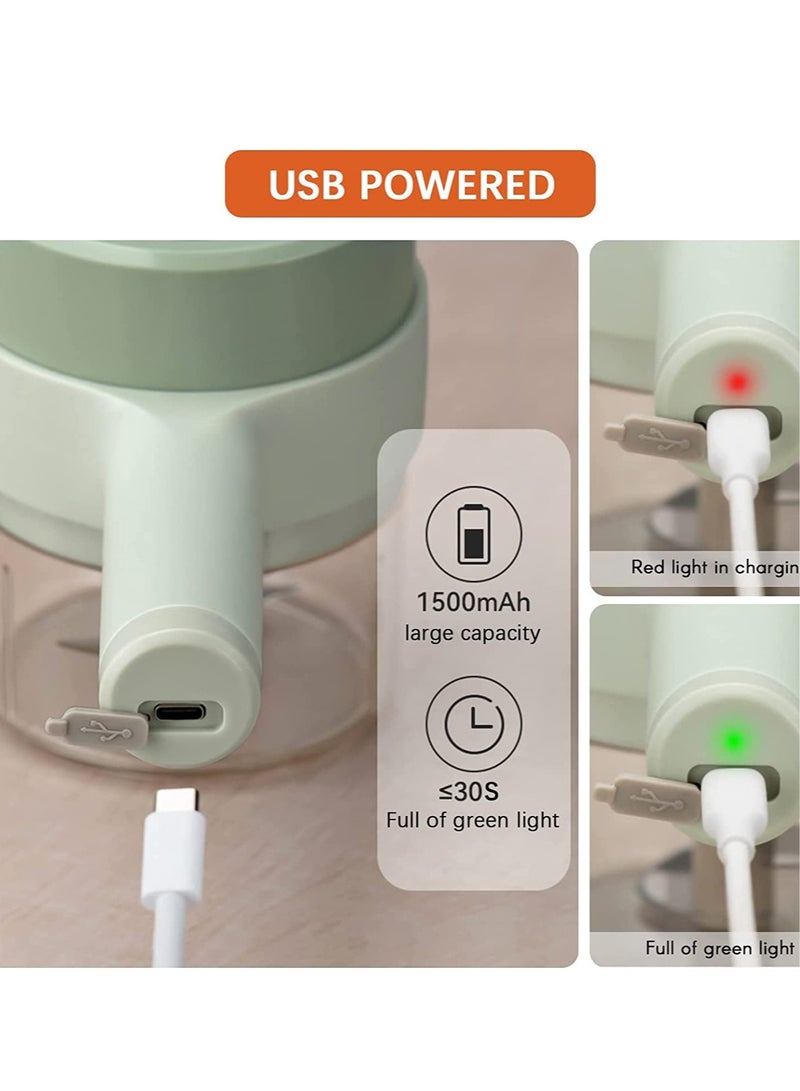 ELTRAZONE 4 in 1 multifunctional usb rechargeable Handheld Electric Vegetable Cutter Set, Garlic Mud Masher Food Chopper, Portable Mini Wireless Food Processor,vegetable cutter slicer for Garlic Pepper Chili On - Image 2
