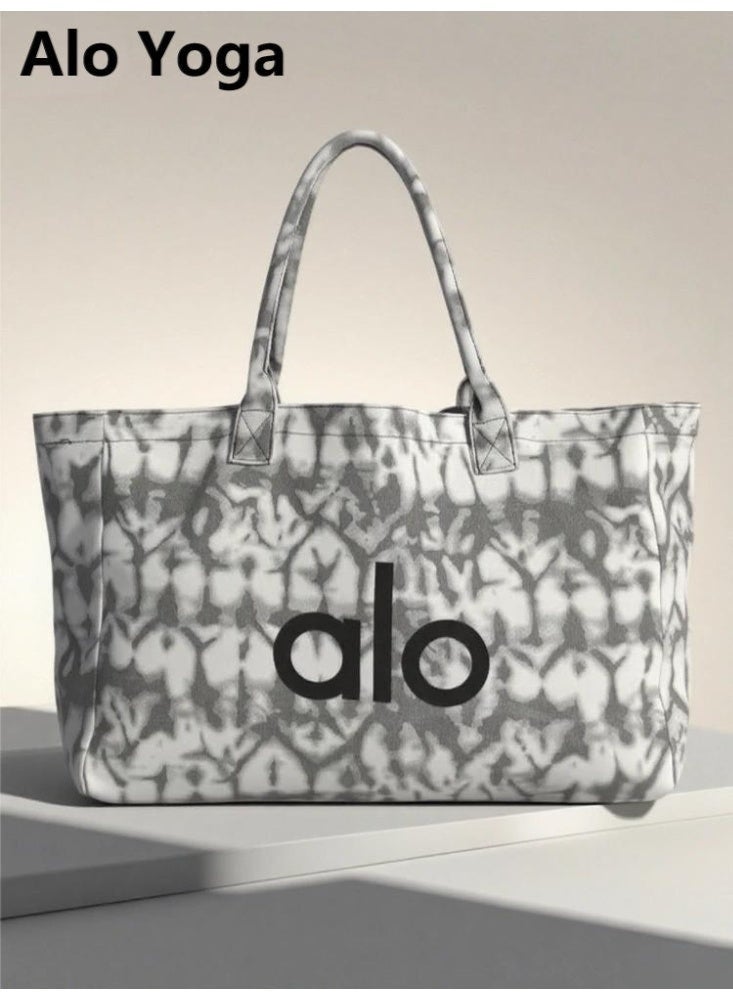 Alo Yoga Bag, Single-shoulder Canvas Bag for both Men and Women, Large-capacity Shopping bag, Sports and Fitness Bag - Gray - Image 1