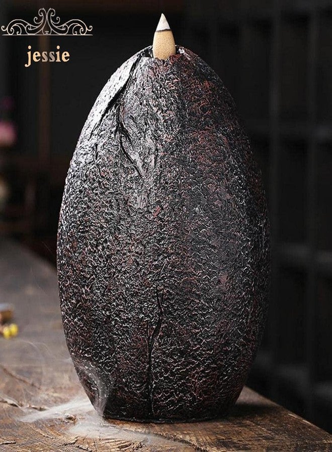 Jessie Backflow Incense Holder Resin Mountain Incense Burner Fountain Waterfall Incense Holders Home Decor with 120 Pcs Backflow Incense Cones 30 Pcs Incense Sticks (Waterfall) - Image 4