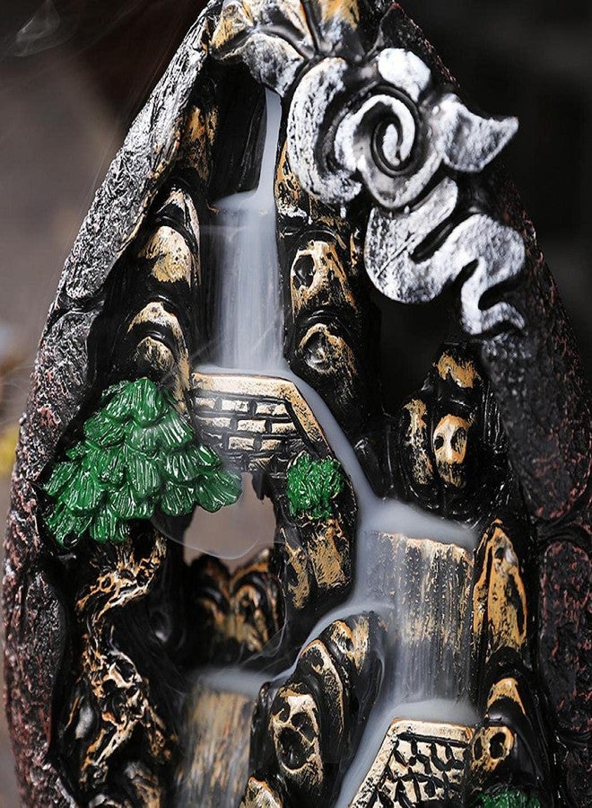 Jessie Backflow Incense Holder Resin Mountain Incense Burner Fountain Waterfall Incense Holders Home Decor with 120 Pcs Backflow Incense Cones 30 Pcs Incense Sticks (Waterfall) - Image 5
