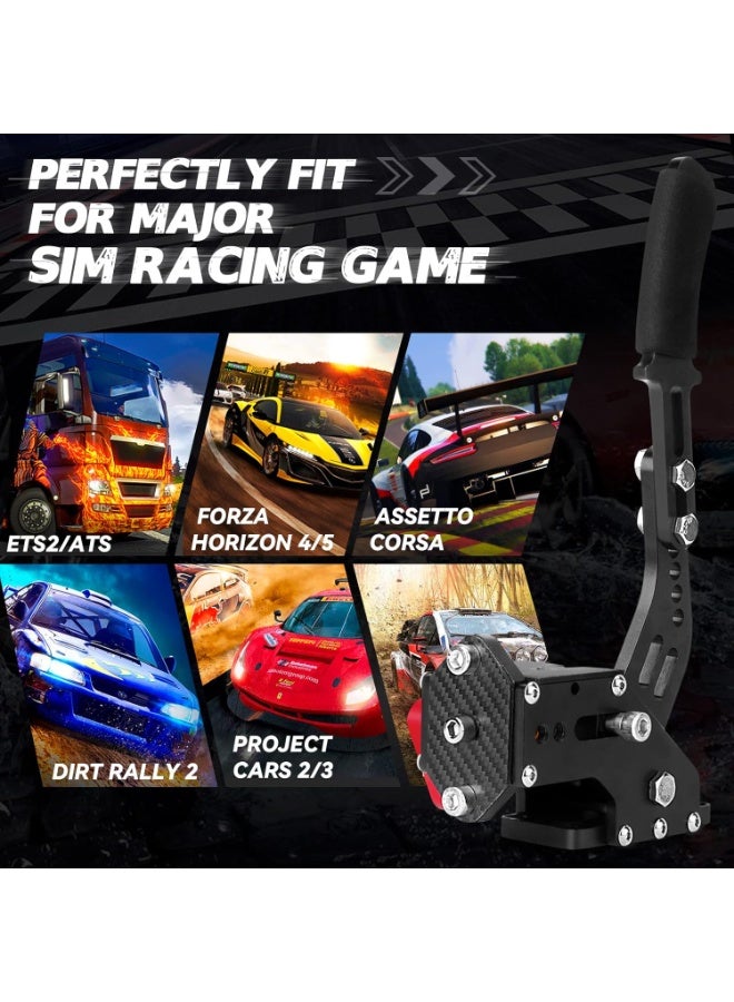 FlashHawk PC USB Handbrake, 16Bit Racing Games Simulate Handbrake for Logitech G27 G29 G920 G923 T248 T500 T300 PXN V10 (PC System Only), 2M Nylon Cable/Reinforced Spring + Clamp - Black/Red - Image 2