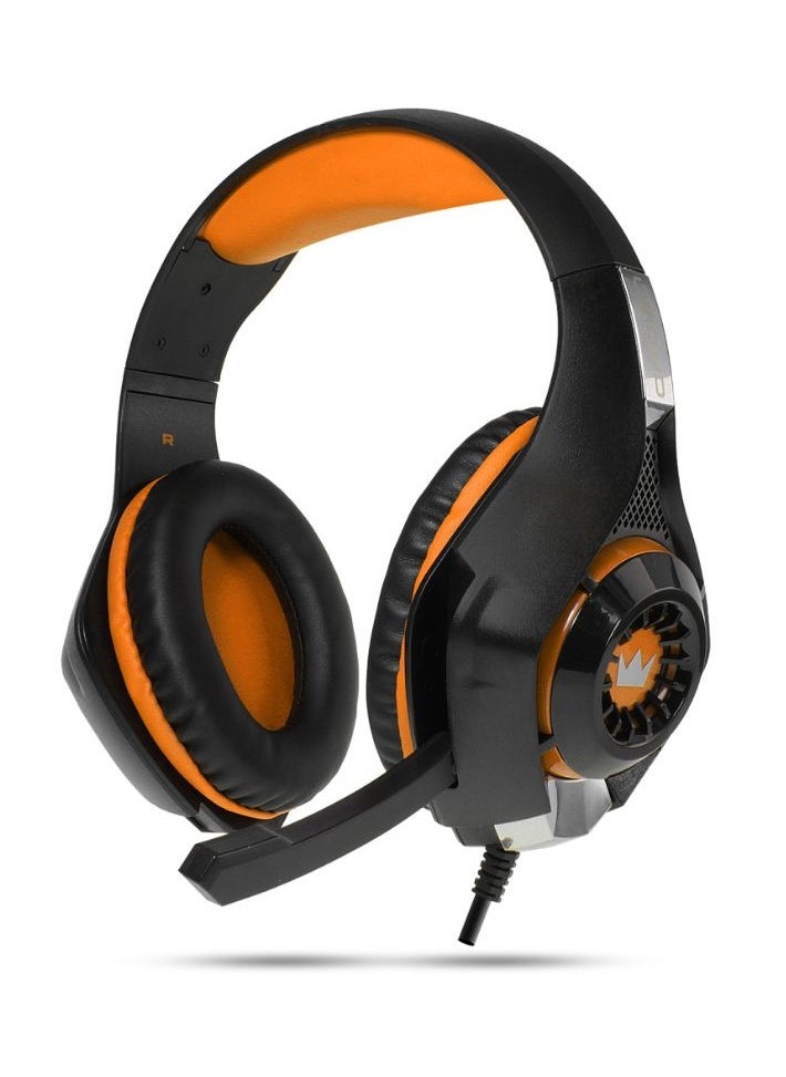 Crown Micro Crown Micro Gaming Headset, USB Wired Headset with 2.1M Cable, CMGH 102T Orange  - Image 1