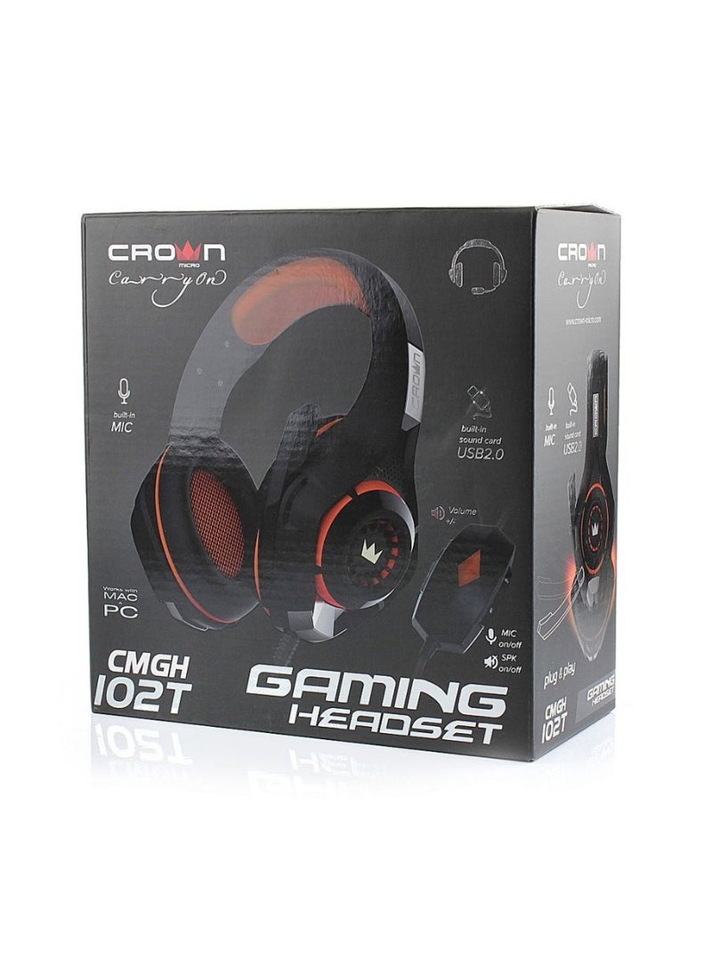 Crown Micro Crown Micro Gaming Headset, USB Wired Headset with 2.1M Cable, CMGH 102T Orange  - Image 4