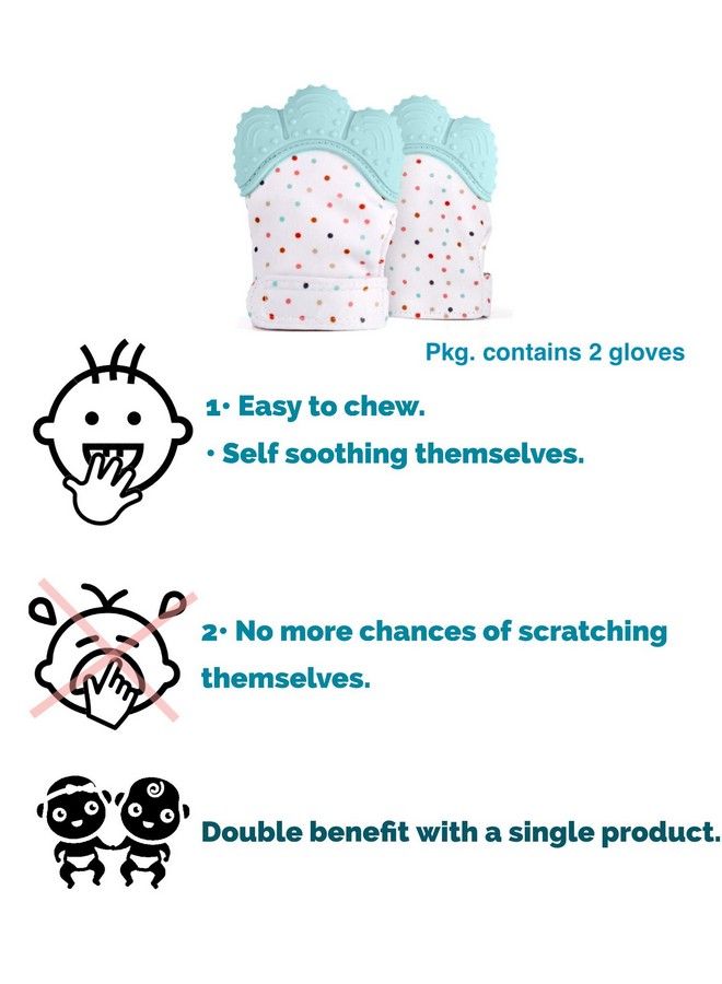 KidDough Baby Soft Teething Mitten Teether Glove ; Teething Pain Relief Toy Glove ; Natural Remedy For Infants & Toddlers 36 Months (Pack Of 2) (Color: Sea Green) - Image 4