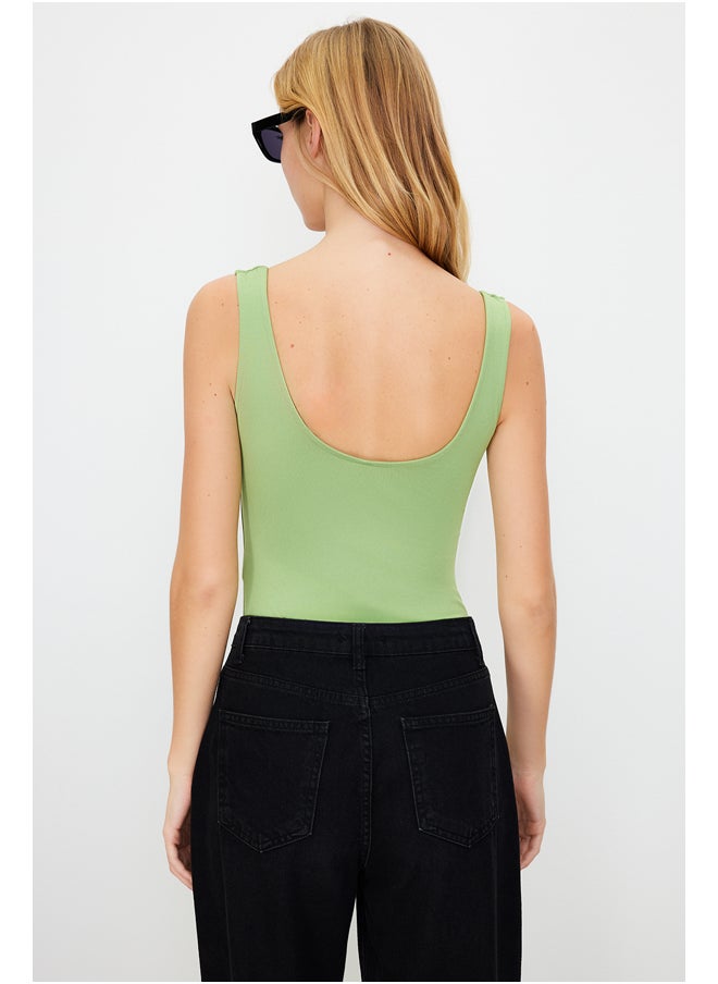 trendyol - Green Square Neck Fitted/Sleeping Soft Touch/Elastic Knitted Bodysuit TWOSS24BD00001 - Image 1