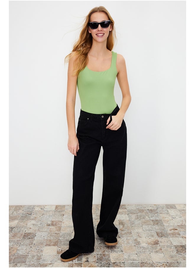 trendyol - Green Square Neck Fitted/Sleeping Soft Touch/Elastic Knitted Bodysuit TWOSS24BD00001 - Image 1