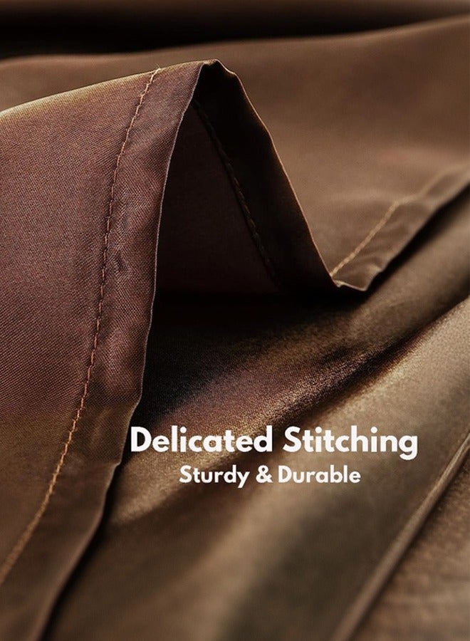 بشكل مختصر كيس وسادة حريري، 2 كيس وسادة حريري من الساتان الحريري للشعر والبشرة مقاس قياسي/ملكي/ملكي مع غلق بمغلف (20 بوصة × 30 بوصة) (قهوة) - Image 3