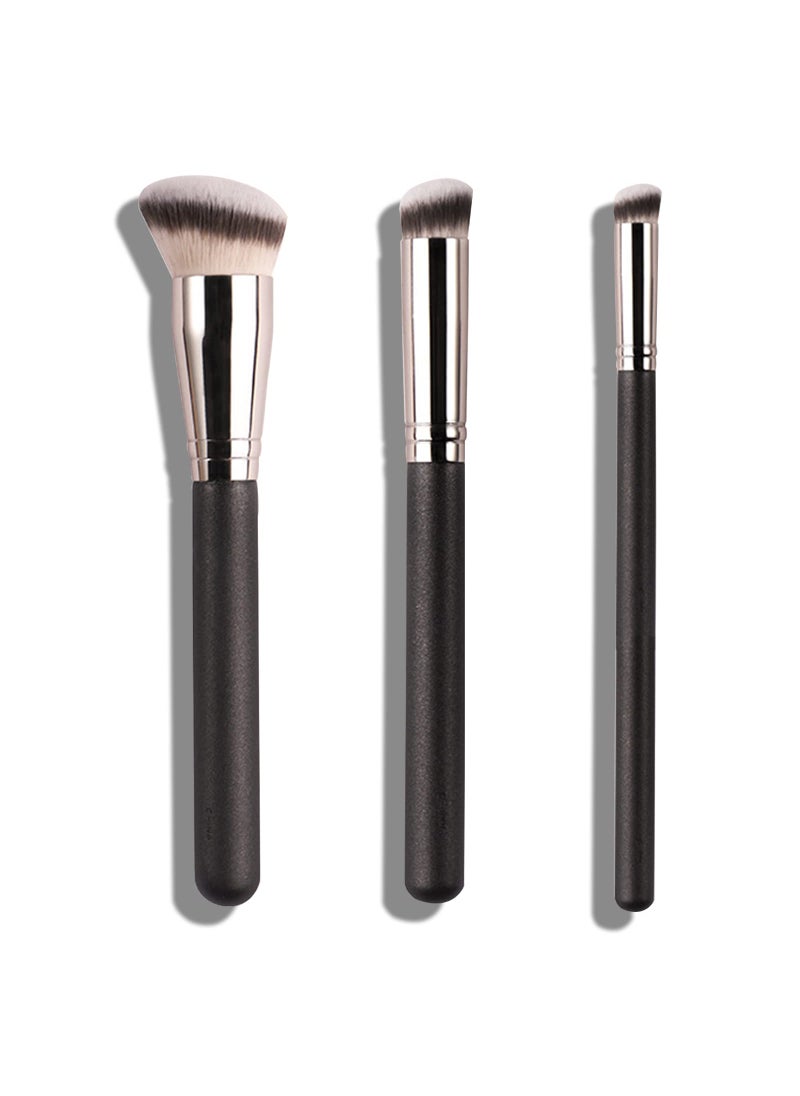 BangBoom 3Pcs Foundation Concealer Brush Slanted Foundation Brush for Liquid Makeup Angled Cream Foundation and Under Eye Concealer Brush Set for Blending Cream Powder Buffing Stippling 3 Sizes 
